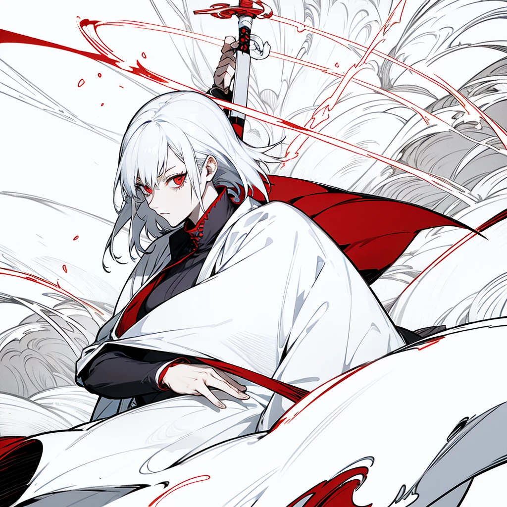 swordmanship, woman, white hair, red eyes, golden eyes, jujutsu kaisen, gojo satoru