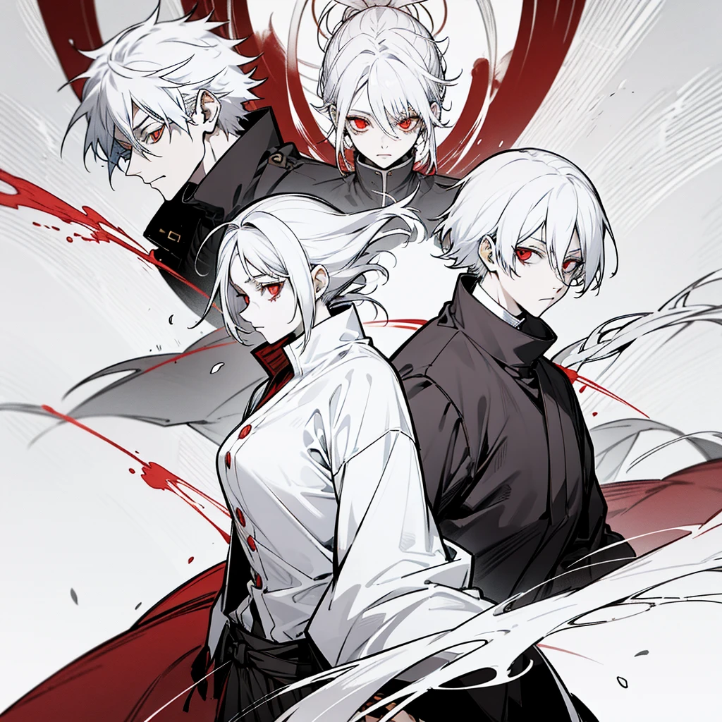swordmanship, woman, white hair, red eyes, golden eyes, jujutsu kaisen, gojo satoru