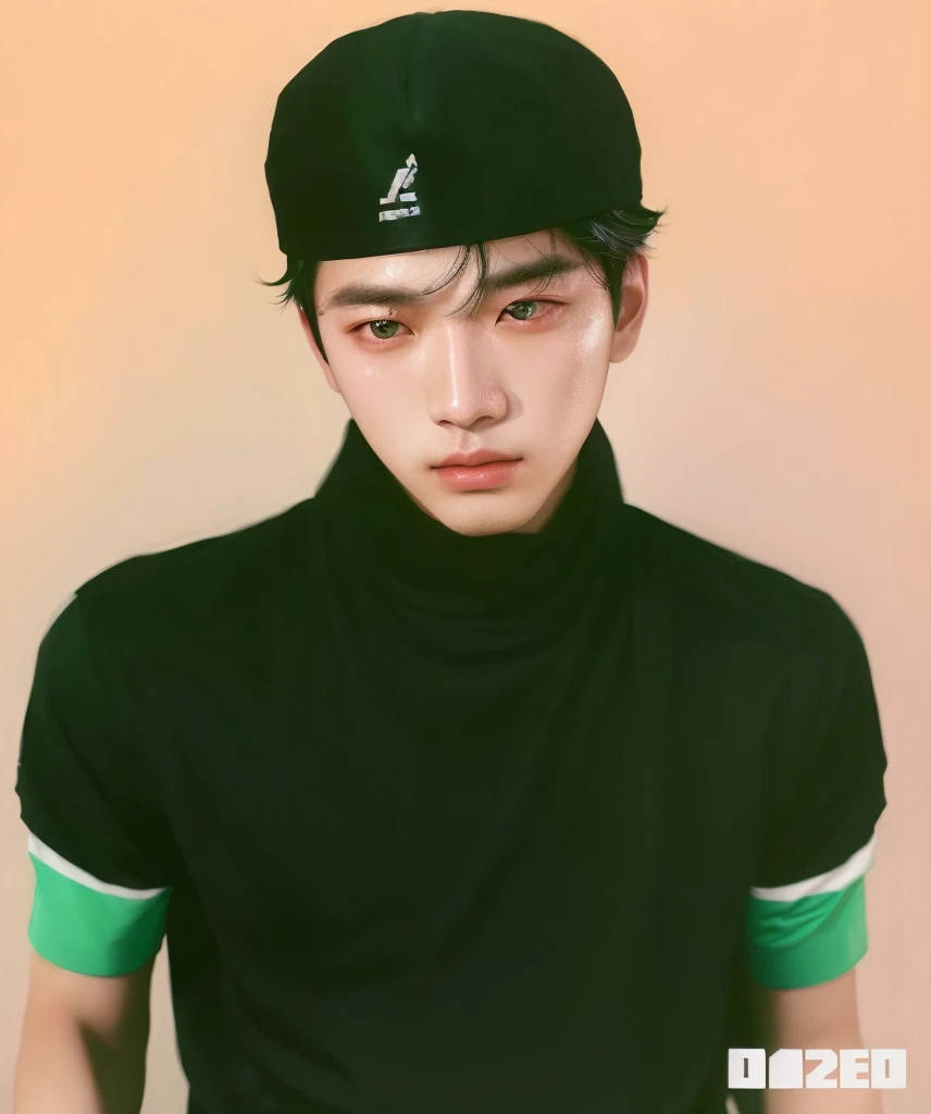 a closeup of a person wearing a hat and black shirt, inspired by Yanjun Cheng, kim taejin, Inspired by Russell Dongjun Lu, inspired by jeonseok lee, kpop idol portrait, hong june hyung, hsiao-ron, Kuvshinov Iliá, jinyoung shin, Yanjun Chengt