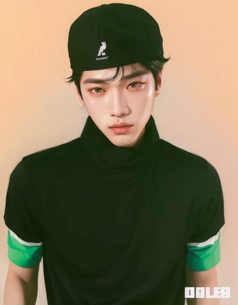 a closeup of a person wearing a hat and black shirt, inspired by Yanjun Cheng, kim taejin, Inspired by Russell Dongjun Lu, inspired by jeonseok lee, kpop idol portrait, hong june hyung, hsiao-ron, Kuvshinov Iliá, jinyoung shin, Yanjun Chengt