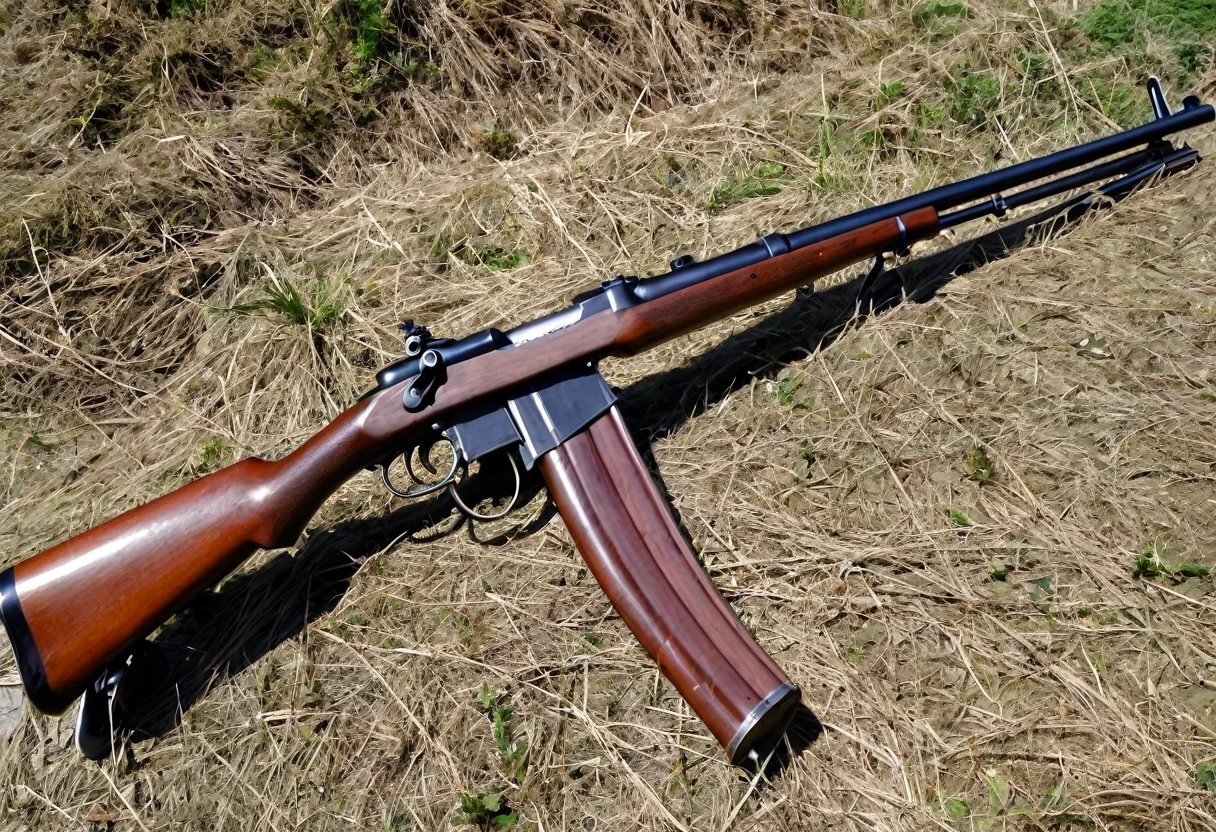 Imagine un fusil a verrou avec un petit chargeur fixe de 10 cartouche du style anglais, le fusil ce nomme: Lee Enfield m1907 infantery vigilante
