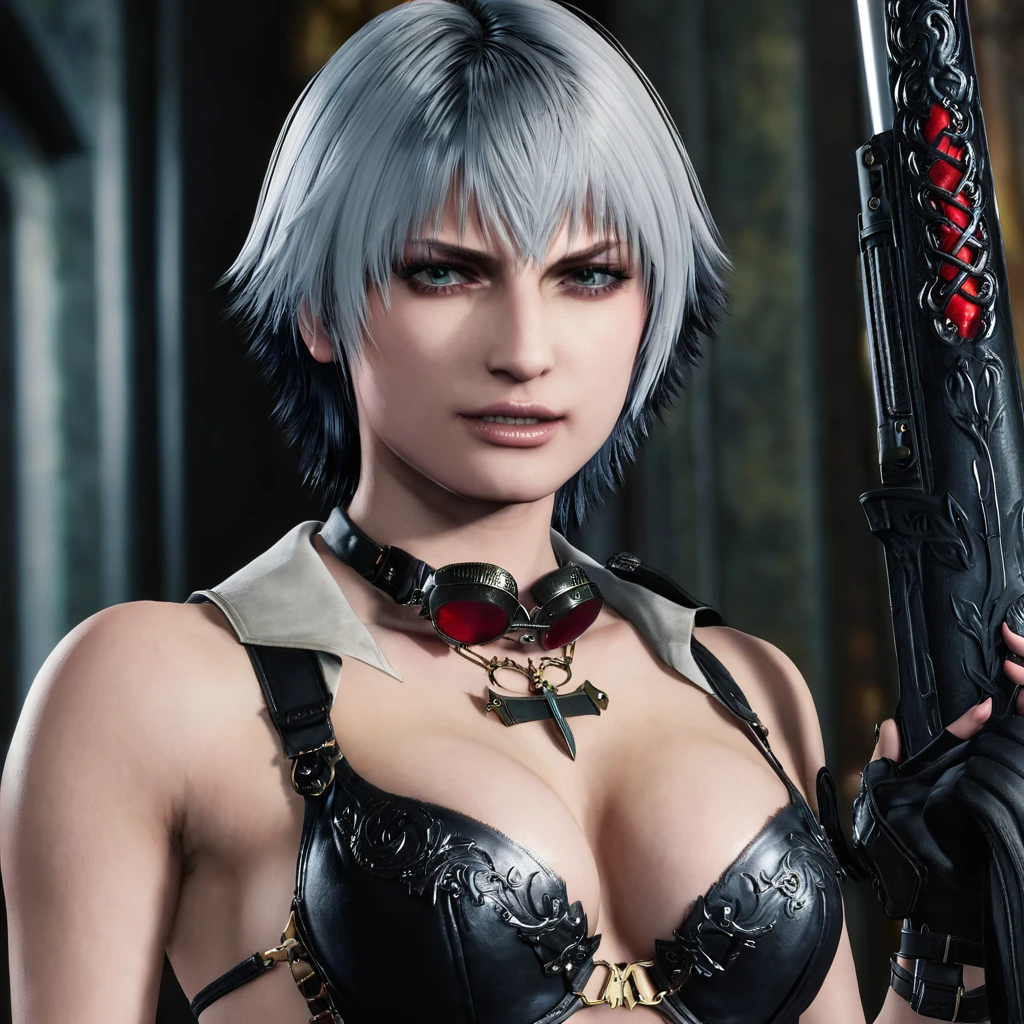 rating_explicit, lady (from devil may cry 5:1.1), naked, milf, black bra
