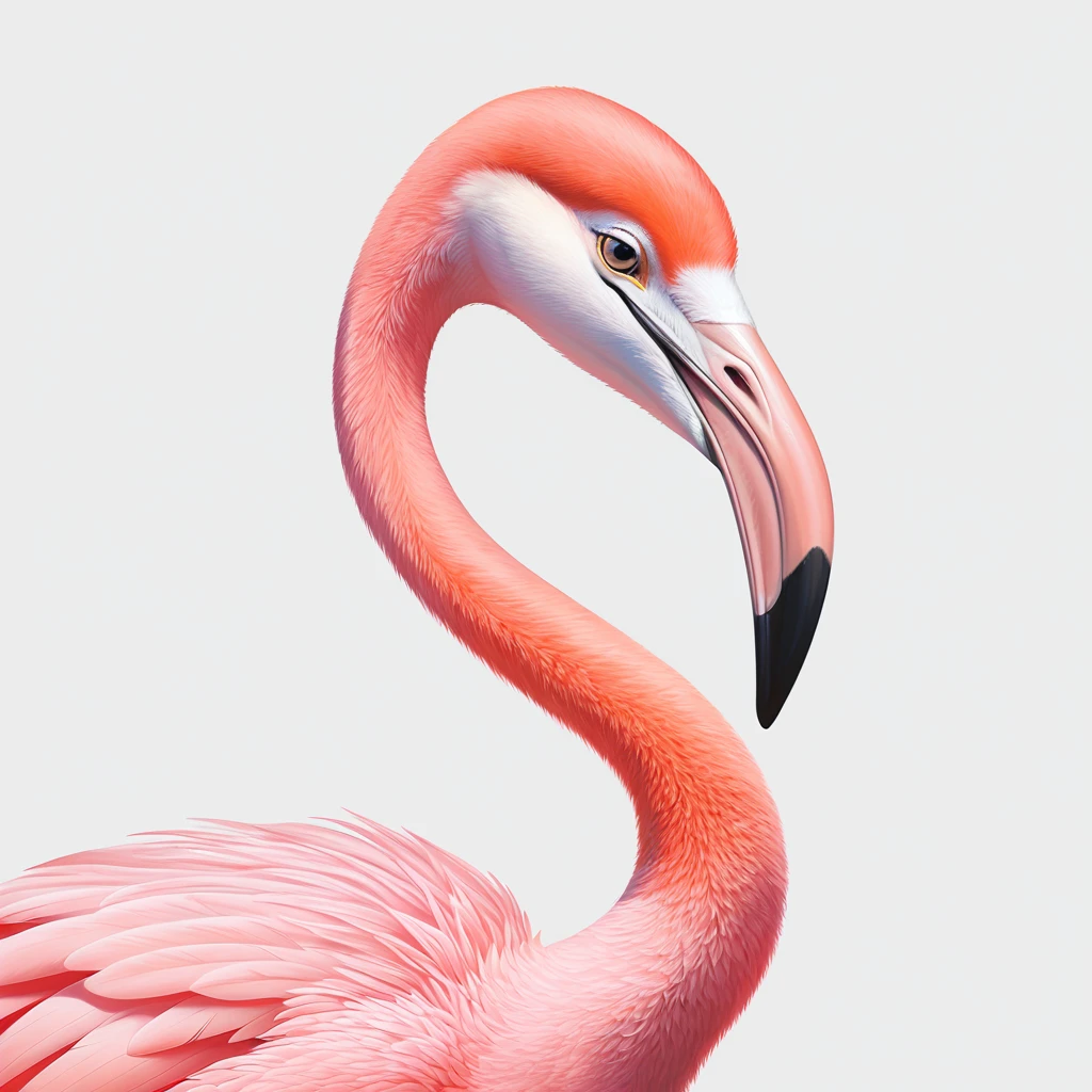 Flamingo Head in hyperrealistic animal portrait art style