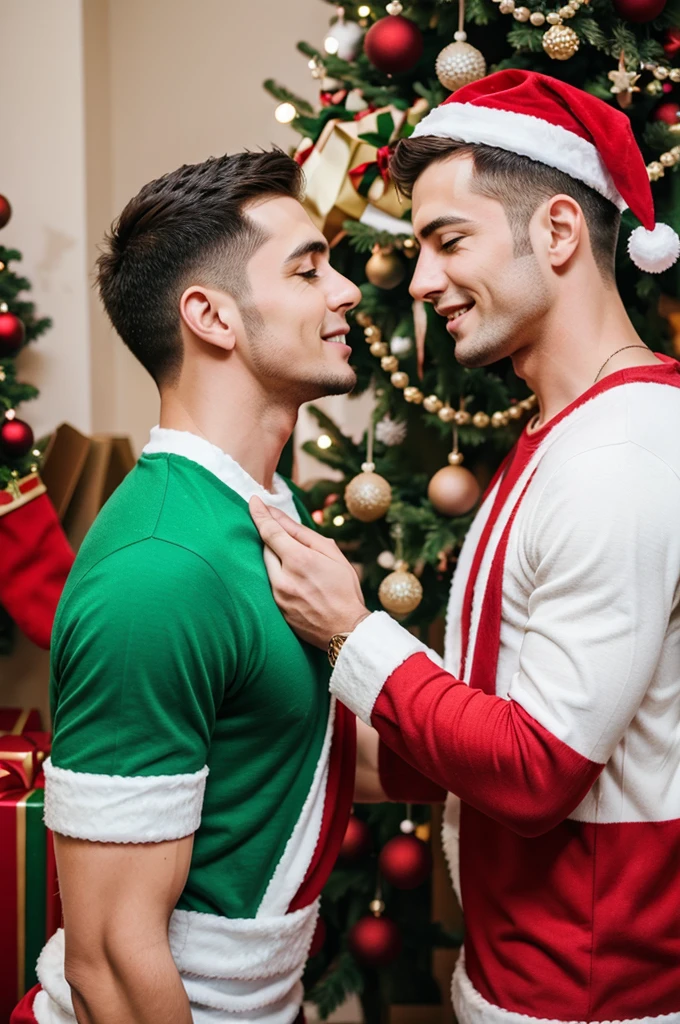 A gay couple celebrating Christmas