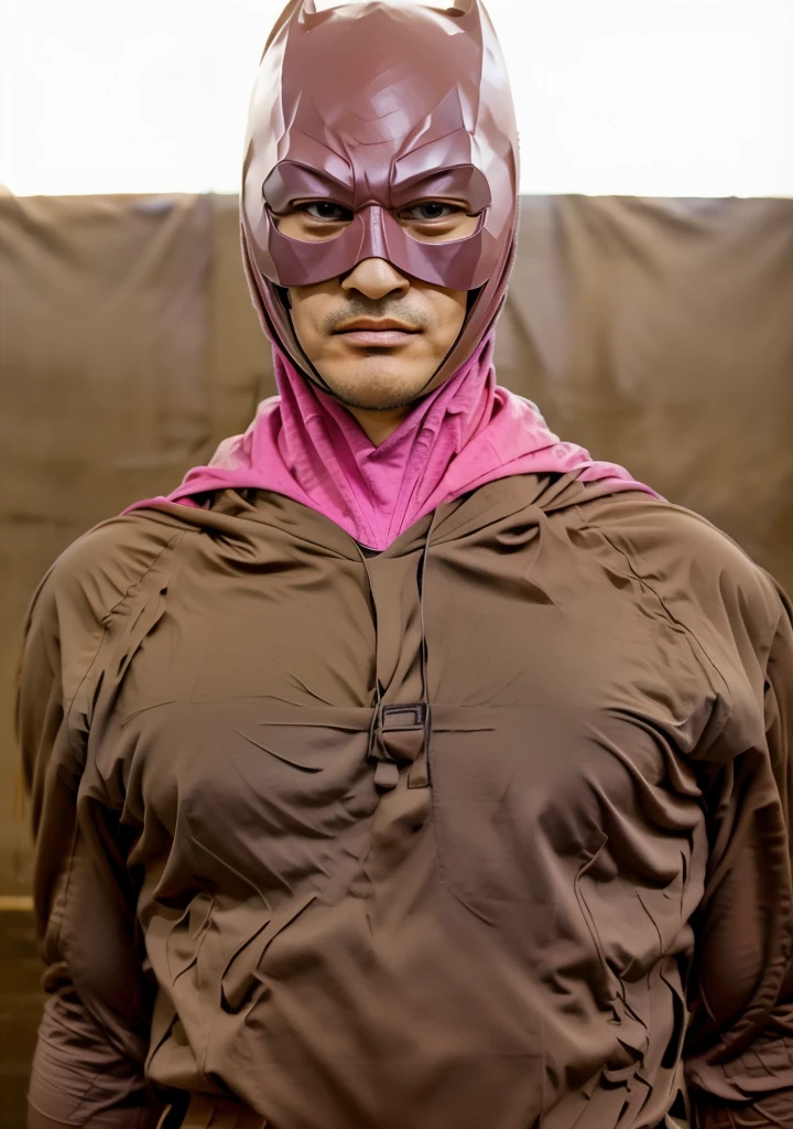 Kuang Man.masked man. beige batmna. pink suit