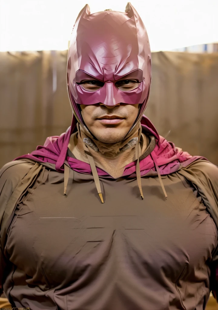 Kuang Man.masked man. beige batmna. pink suit