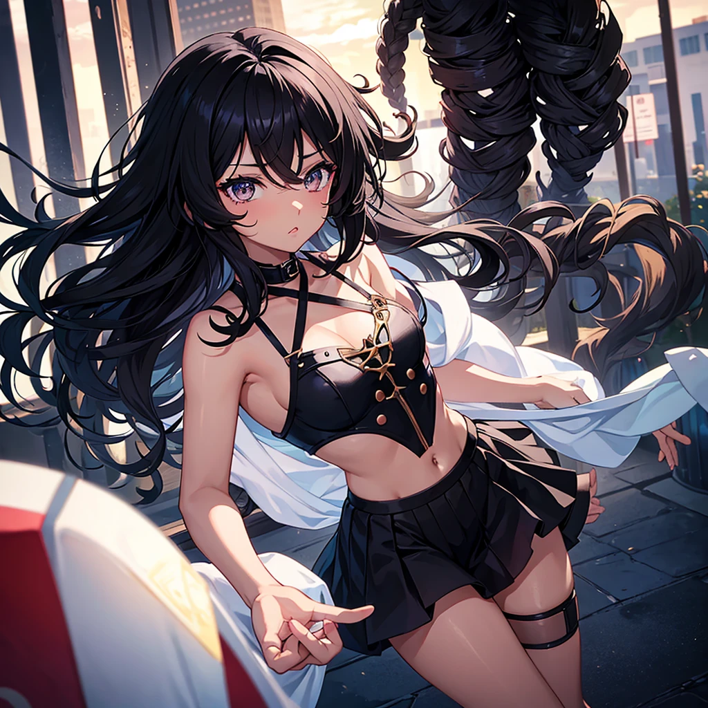 Creates a girl with black and curly hair, black skin, black eyes and the name Mayza from the anime Boku no Hero