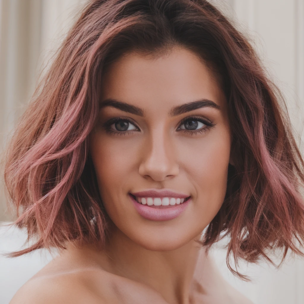 magnificent, sexly, regard provocateur et intense, pink lips, joues roses, Smile