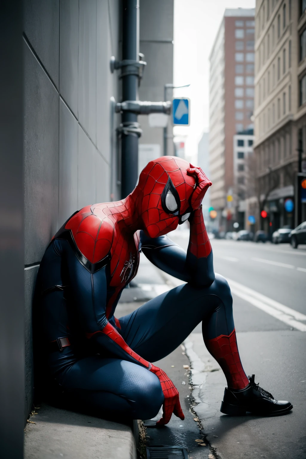 ((best qualityer)), Deep sadness, Spider-Man, Depression, tears, suicidal thinking

