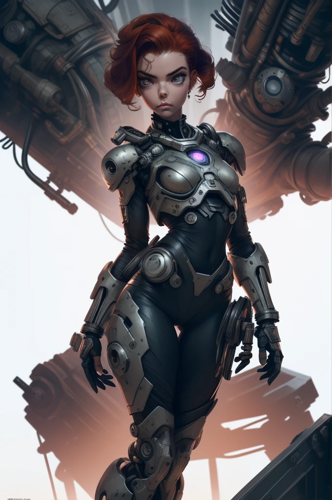 (((mulher))), (((melhor qualidade))), (((obra prima))), (((adulto))), A highly detailed and realistic skull girl,( Anya. Taylor Joy) cyberpunk character, mad max furiosa, one hand robot, cyborg arm, orange hair, dramatic metal heavy rock theme, best quality, 8k, hyperrealistic, photorealistic, extreme detailed painting, studio lighting, vivid colors, dark moody atmosphere, cinematic, dramatic pose, intricate mechanical details, glowing energy effects, intense gritty textures, seamless integration of organic and inorganic elements. Wearing the used clothes of a wastelander. Background: An apocalyptic wasteland. Dusty and depressing.