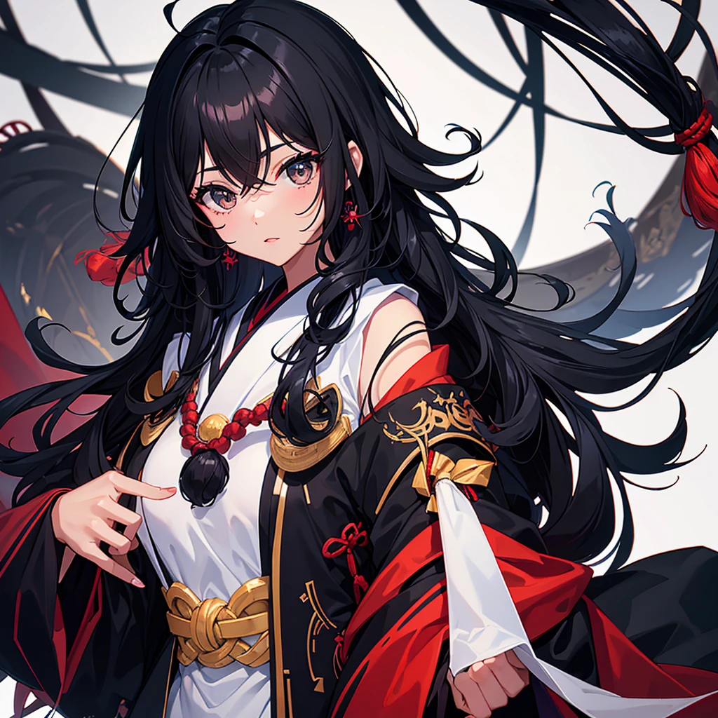 Creates a girl with black and curly hair, black skin, black eyes and the name Mayza wearing a Japanese outfit 