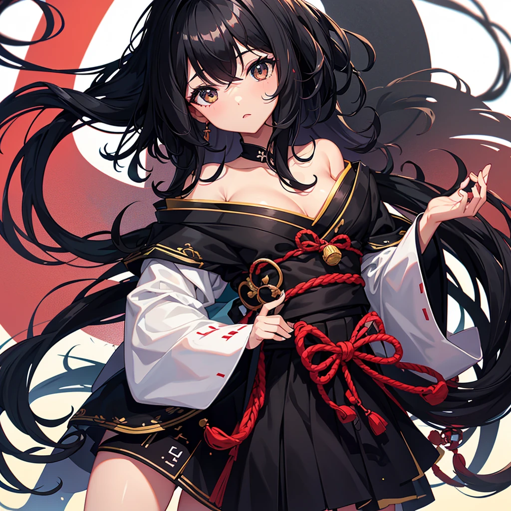 Creates a girl with black and curly hair, black skin, black eyes and the name Mayza wearing a Japanese outfit 