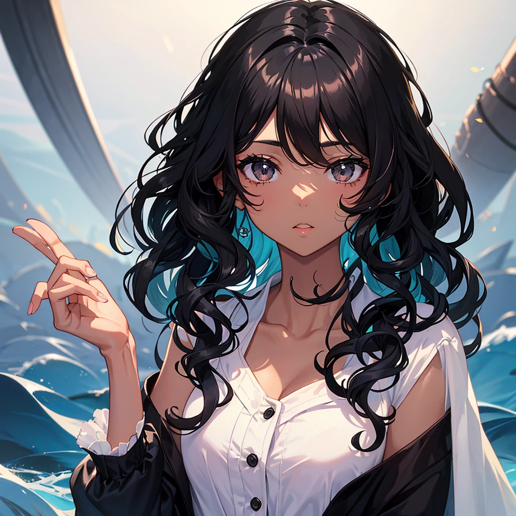 Creates a girl with black and curly hair, black skin, black eyes and the name Mayza