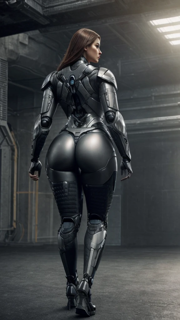 Woman, Curvy, Thick, Muscular, Robot, Sci-Fi, Aerodynamic, Carbon Fibre, Armor, Gears, Engines.

CGI, VFX, 3D art, Realism

Top Models Face, Make Up, Beauty, Straight, Slicked, Long Legth Hair.

Dynamic, Walking, back view, sexy, appealing, 