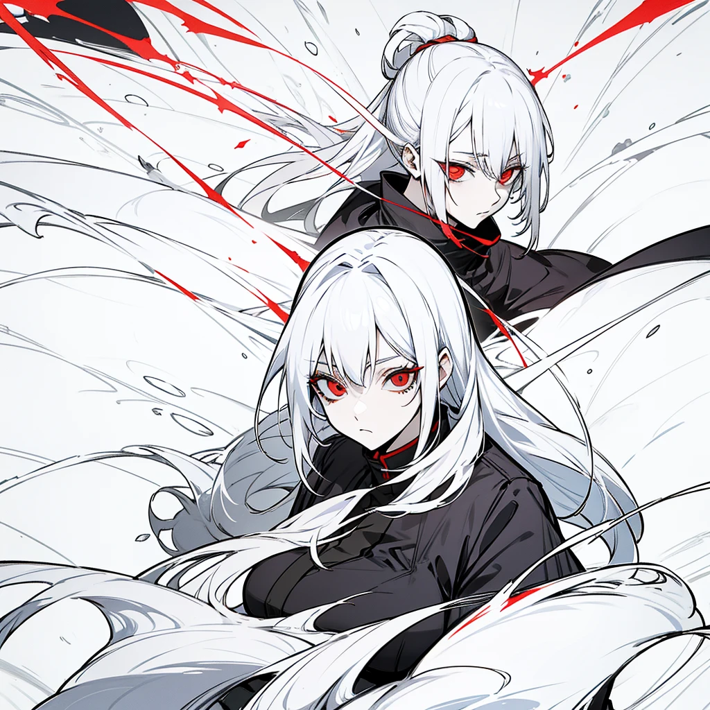 swordmanship, woman, white hair, red eyes, golden eyes, jujutsu kaisen
