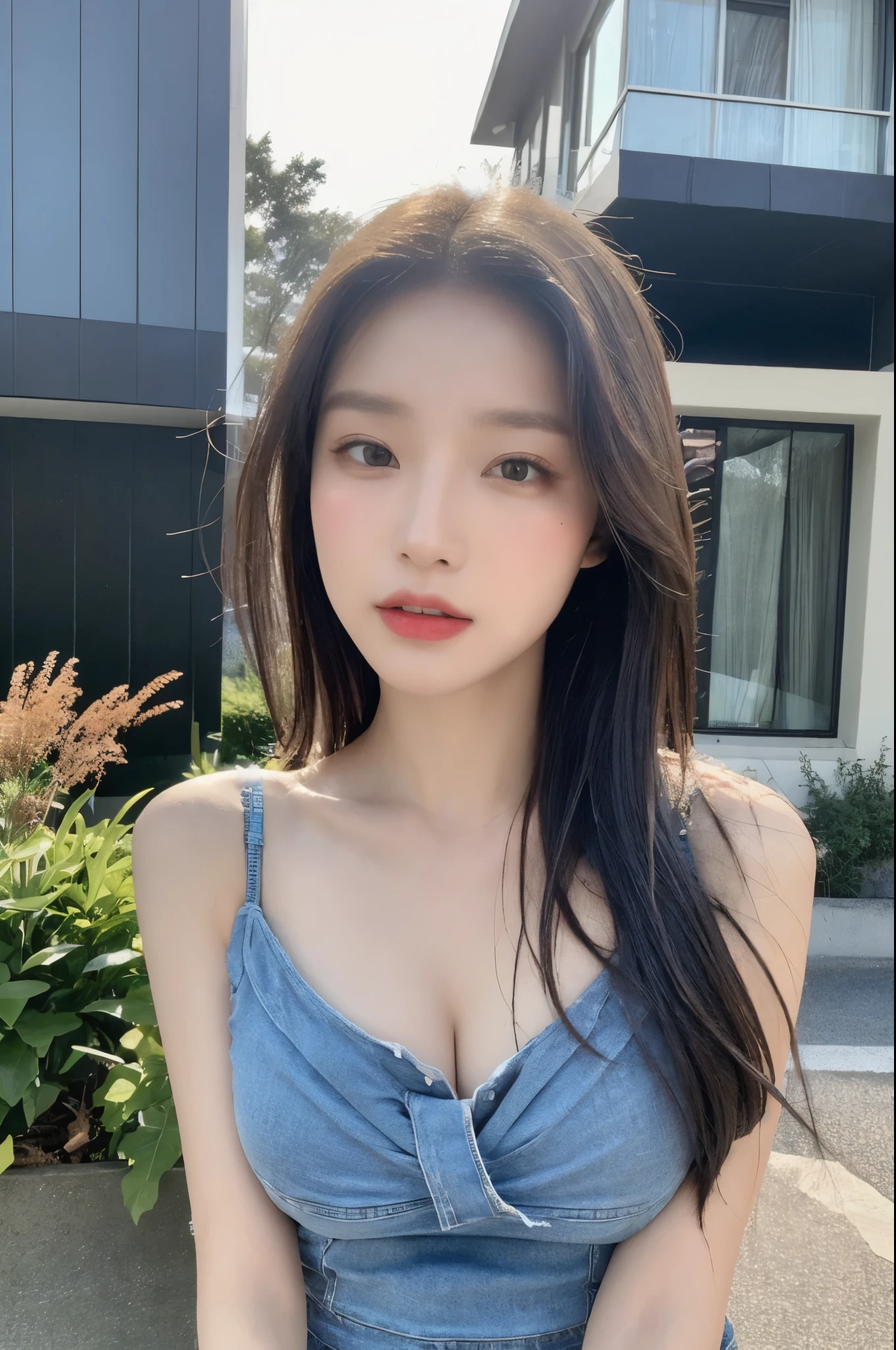 ((best quality, 8K, masterpiece:1.3)), Focus: 1.2, Perfect body beauty: 1.4, fashionable: 1.2, ((Layered Hairstyle, Chest: 1.3)), (Wet clothes: 1.1), (rain, distance:1.3), tube top spaghetti strap dress: 1.1, Highly detailed face and skin texture, Good eyes, Double eyelids, Skin Whitening, Long hair, (Residence: 1.3), lol, whole body, (whole body), ((whole body)), whole body이 보이는 뷰, whole body, casual shoes,