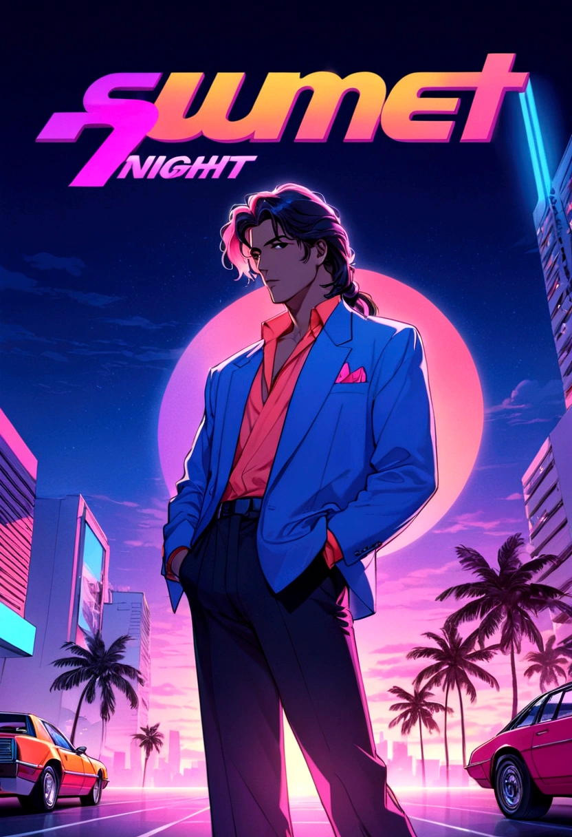 miami nights miami vice person alone sunet retro anime 80s air tonight