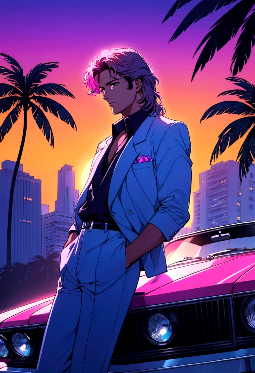 miami nights miami vice person alone sunet retro anime 80s air tonight