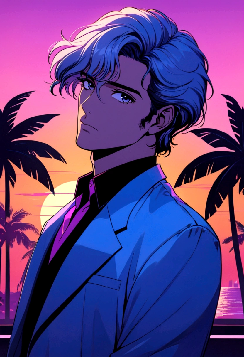 miami nights miami vice person alone sunet retro anime 80s air tonight