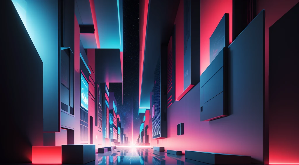 Background abstract grid rectangle blue and red technology neon sky galaxy