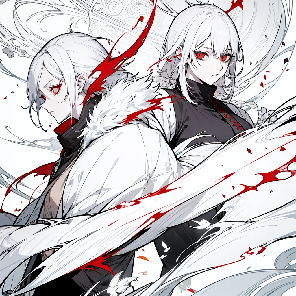 swordmanship, woman, white hair, red eyes, golden eyes, jujutsu kaisen