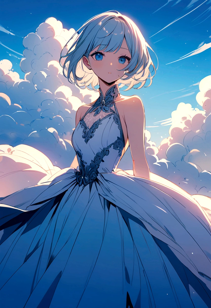 a blue sky with few clouds
