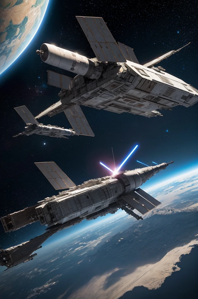 Military space station in unexplored space of Star Wars