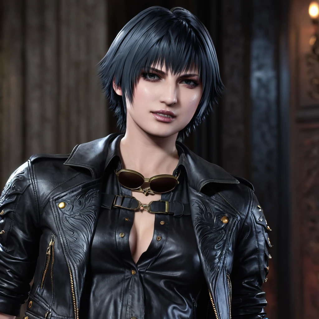 rating_explicit, lady (from devil may cry 5:1.1), short black hair, doggystyle sex
