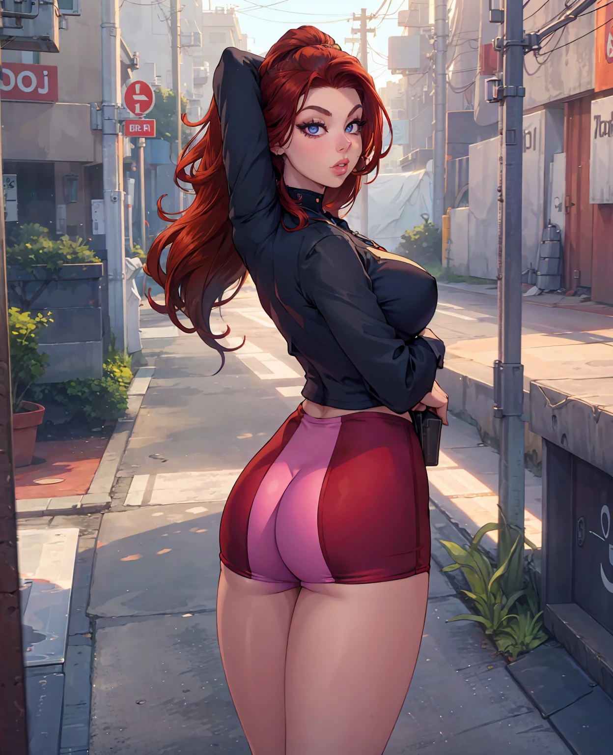 Kira kosarin, redhead girl, beautiful detailed eyes, beautiful detailed lips, extremely detailed face, long eyelashes, sexy pose, tight clothes, looking at camera, cinematic lighting, vibrant colors, photo-realistic, 8k, high quality, masterpiece