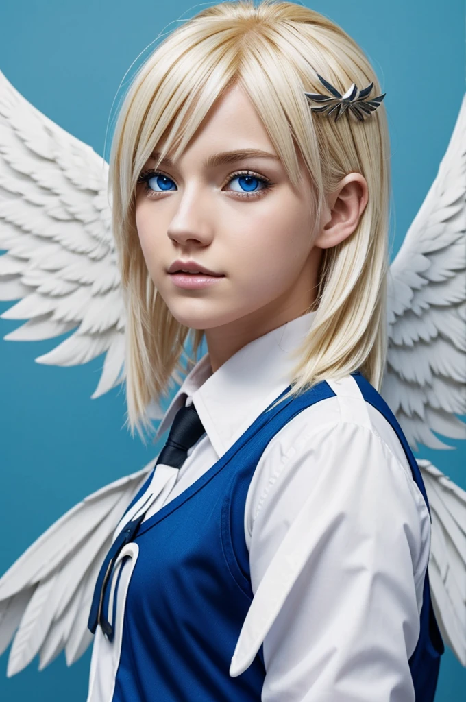 Boku no Hero. Blue eyes white wings blonde hair