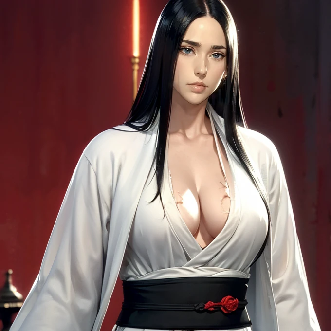 (((Perfect figure,figure,black Japanese clothing,feather woven, (((bleach,(((Scars on the chest))), red eyes,Unohana))),S-shaped figure:1.7))),((masterpiece)),high resolution, ((Best quality at best)),masterpiece,quality,Best quality,((( Exquisite facial features,looking at the audience,There is light in the eyes,Happy,nterlacing of light and shadow,huge ))),(((looking into camera,fighting stance,red background,Blood)))
work of art, (standing alone), absurderes, portraite, ((trunk)), detailed back ground, finely detail, hdr, female, shine dark skin, bangss, Bblack hair, long hair, Messy hair, neutral expression,shine brown eyes, breasts big, whole body