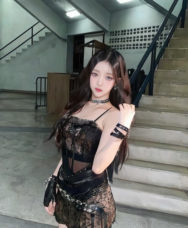 There is a woman posing for a photo in a dress., cruel korean gothic girl, Jisoo from Blackpink, Jisoo from Blackpink, jossi de blackpink, dilraba dilmurat, ulzzang, cai xukun, jinyoung shin, korean girl, retrato de Jisoo from Blackpink, Tifa Lockhart, Tifa lockheart, roseanne park by blackpink, Tifa