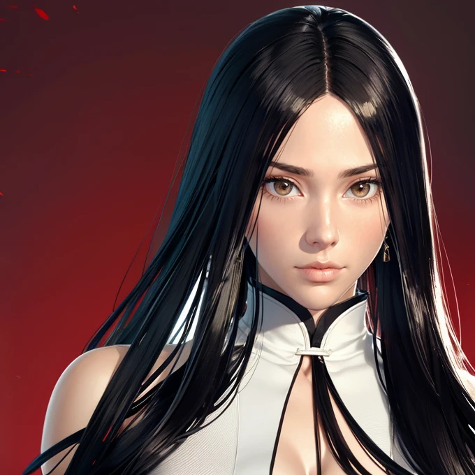 (((Perfect figure,figure,black Japanese clothing,feather woven, (((bleach,(((Sbig breats))), red eyes,Unohana))),S-shaped figure:1.7))),((masterpiece)),high resolution, ((Best quality at best)),masterpiece,quality,Best quality,((( Exquisite facial features,looking at the audience,There is light in the eyes,Happy,nterlacing of light and shadow,huge ))),(((looking into camera,fighting stance,red background,Blood)))
work of art, (standing alone), absurderes, portraite, ((trunk)), detailed back ground, finely detail, hdr, female, shine dark skin, bangss, Bblack hair, long hair, Messy hair, neutral expression,shine brown eyes, breasts big, whole body