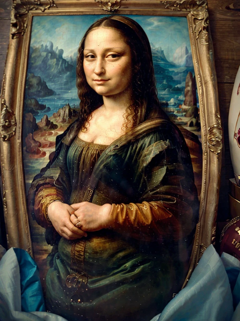Ultra realiatic painting of The painting of Mona Lisa as an Obese woman 