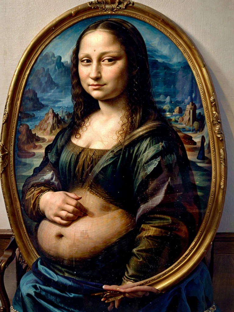 Ultra realiatic painting of The painting of Mona Lisa as an Obese woman