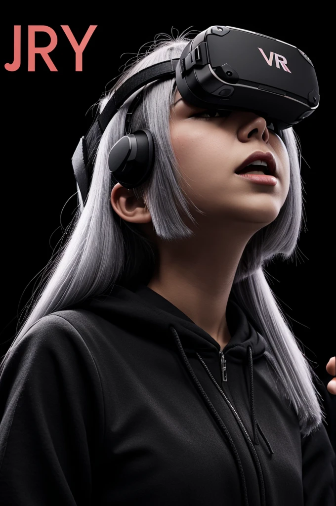 Black Background Color With Dark Grey Letters Saying Jynx VR With VR Headset