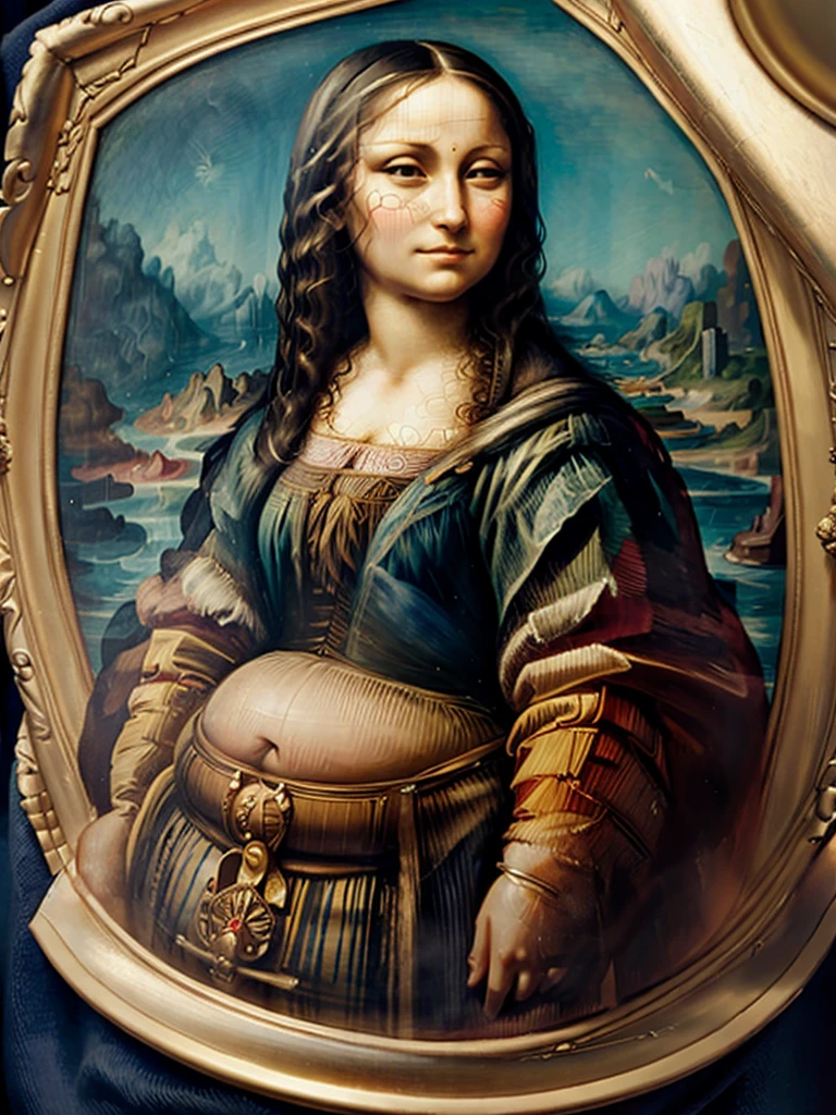 Ultra realiatic painting of The painting of Mona Lisa as an Obese woman 