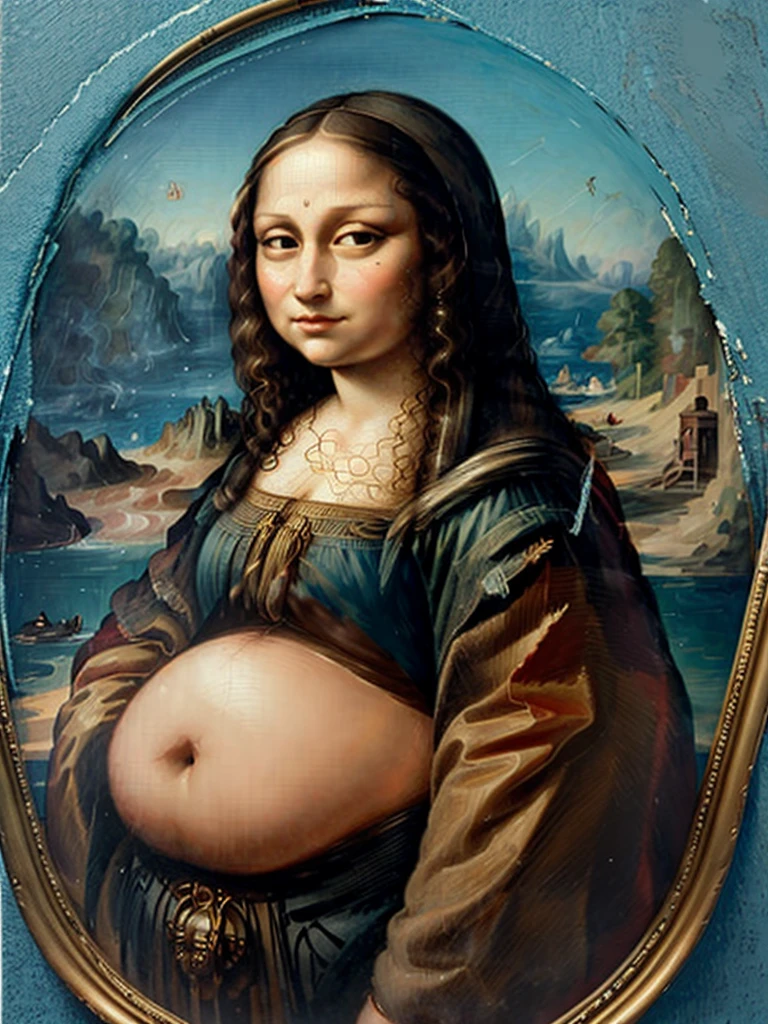 Ultra realiatic painting of The painting of Mona Lisa as an Obese woman