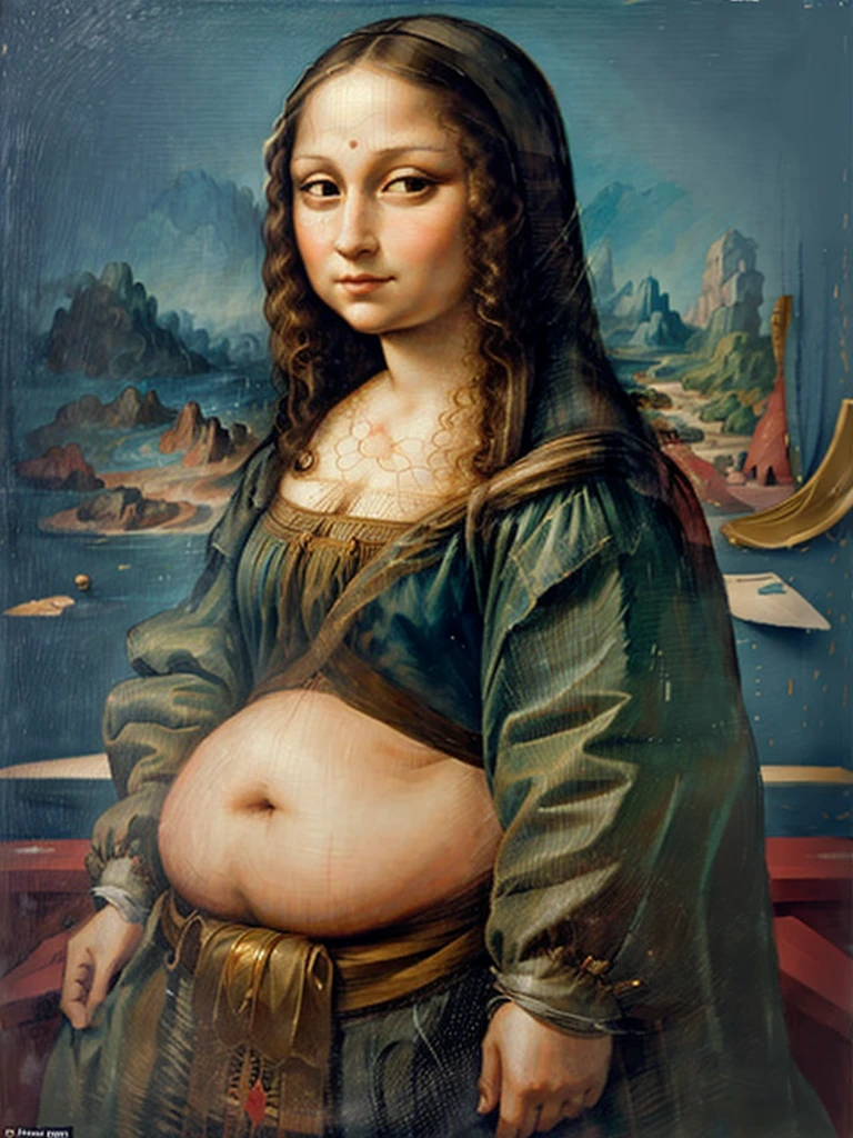 Ultra realiatic painting of The painting of Mona Lisa as an Obese woman