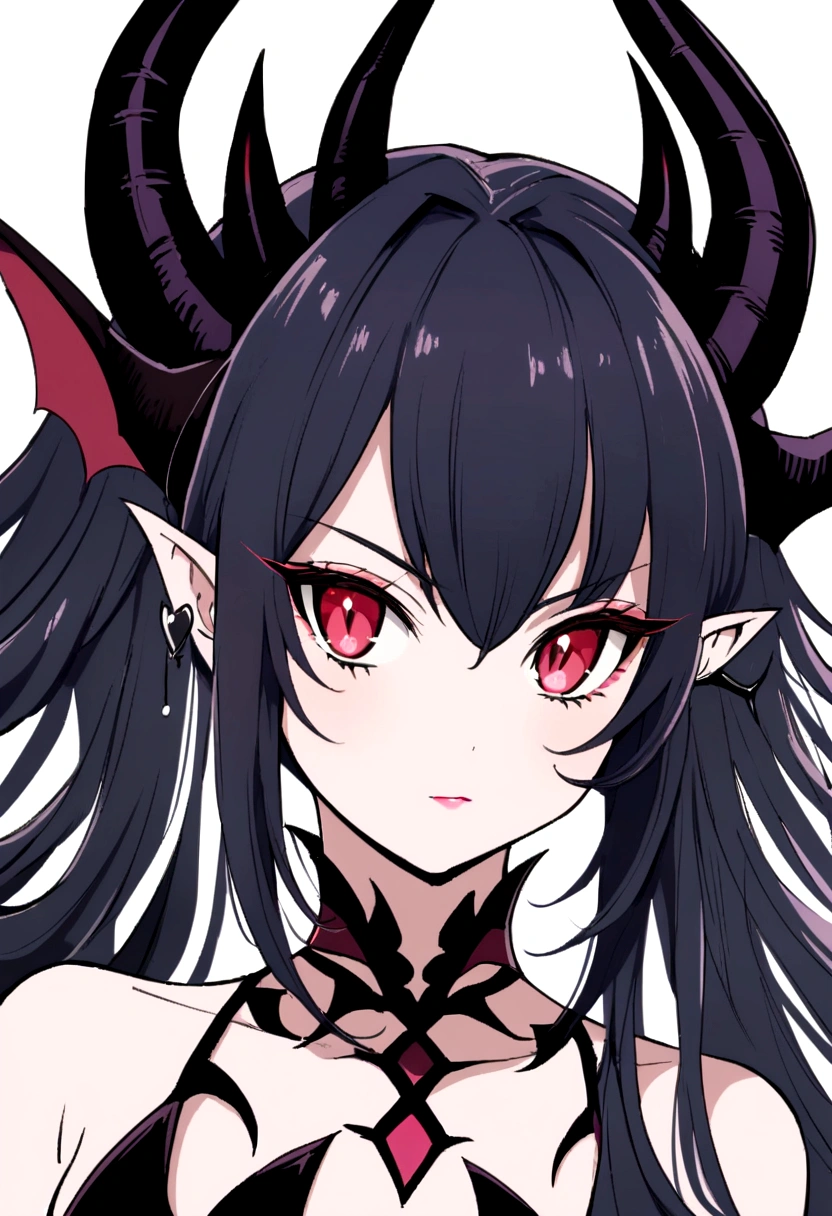 anime girl with horns and a bra top, portrait of demon girl, demon anime girl, demon girl, portrait of a female demon, beautiful elegant demon queen, beautiful succubus, succubus in sundress portrait, girl design lush horns, dark witch character, portrait of a dark fantasy nymph, with horns, anime in fantasy style, white horns queen demon