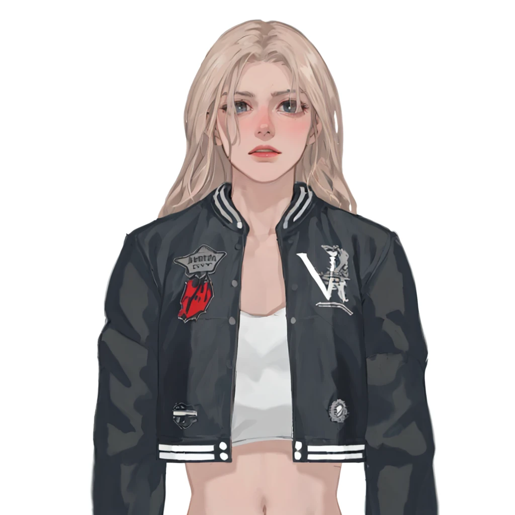 (masterpiece:1.2, best quality), (1girl, solo, upper body:1.2),flat face,Hair: buzz cut, Clothing: oversized, distressed denim jacket with patches and pins, paired with black skinny jeans and combat boots, Hanging out in an underground music venue or street art exhibit