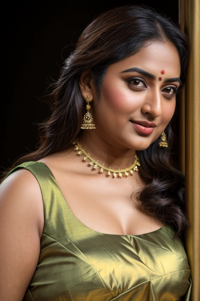 Foto RAW, photorealistic, photography, full body shot, master shot, perfect eyes, goddess like beauty, pierced eyes, perfect thick chubby mallu Desi aunty bhabhi, Wearing a Stanapatta, a chest-band.Saree model, model Photography, Indian saree shoot, Indian traditional wear advertising photography, traditional wear brand shoot, face of Indian actress Sonakshi Sinha, masterpiece, realistic, realism, incredible details, pleasure, photorealism, detailed skin, skin pores, high contrast, photorealistic Artstation 8k HD digital art trend of high definition and detailed realistic skin texture, ultra detail, realistic skin texture, armature, best quality, ultra high definition, (photorealistic:1.4),, high resolution, detail, raw photo, sweat, Re sharp, by Lee Jefferies Nikon D850 Film Stock Photo 4 Kodak Portra 400 Camera F1.6 Lens Rich Color Ultra Real Realistic Realistic Textures Dramatic Lighting Unreal Engine Trending at Art Station Cinestill 800,(pele altamente detalhada: 1.2), 8k UHD, DSLR, soft-lighting, alta qualidade, grain of film, Fujifilm XT3,she didn't like to wear blouse or bra, she is happy to wear only saree, she hates blouse or bra, detailed hairy armpits, hyper realistic skin, skin pores, sweat, veins,