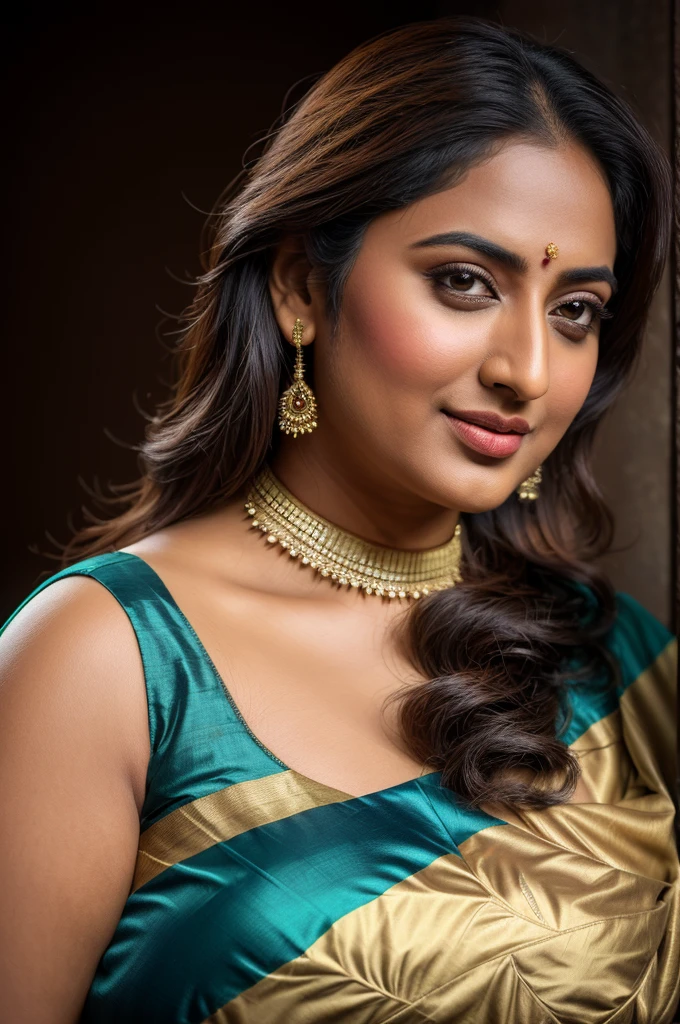 Foto RAW, photorealistic, photography, full body shot, master shot, perfect eyes, goddess like beauty, pierced eyes, perfect thick chubby mallu Desi aunty bhabhi, Wearing a Stanapatta, a chest-band.Saree model, model Photography, Indian saree shoot, Indian traditional wear advertising photography, traditional wear brand shoot, face of Indian actress Sonakshi Sinha, masterpiece, realistic, realism, incredible details, pleasure, photorealism, detailed skin, skin pores, high contrast, photorealistic Artstation 8k HD digital art trend of high definition and detailed realistic skin texture, ultra detail, realistic skin texture, armature, best quality, ultra high definition, (photorealistic:1.4),, high resolution, detail, raw photo, sweat, Re sharp, by Lee Jefferies Nikon D850 Film Stock Photo 4 Kodak Portra 400 Camera F1.6 Lens Rich Color Ultra Real Realistic Realistic Textures Dramatic Lighting Unreal Engine Trending at Art Station Cinestill 800,(pele altamente detalhada: 1.2), 8k UHD, DSLR, soft-lighting, alta qualidade, grain of film, Fujifilm XT3,she didn't like to wear blouse or bra, she is happy to wear only saree, she hates blouse or bra, detailed hairy armpits, hyper realistic skin, skin pores, sweat, veins,