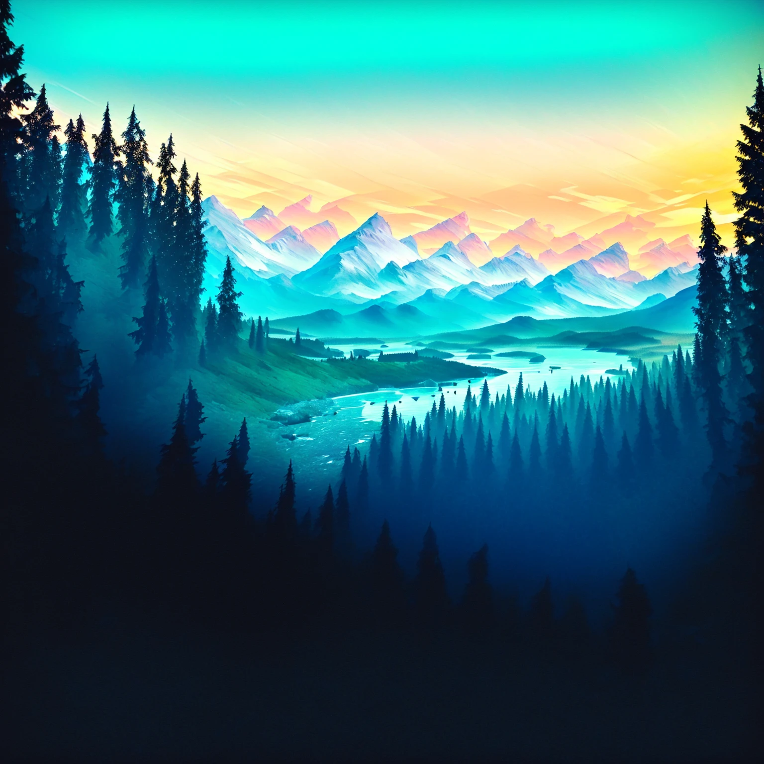 A painting depicting a mountain landscape with a lake and trees, Beautiful art UHD 4K, 8k high quality detailed art, Anime Landscape Wallpaper, Landscape Artwork, Detailed 4k, 4k highly detailed digital art, Gorgeous background, Inspired by Sylvain Sarrailh, Ross Chen. Landscape background, 4k hd wallpaper illustration, Background artwork