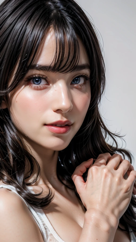 ((Beautiful Face:1.4)), (Purelos Face_v1: 1.0), Half Body,((White simple background)),Super detailed beautiful elf girl 30 years old. ((Ultra-high resolution:1.4)), 4K, 8K, Cinematic,(Natural big breasts:1.2)