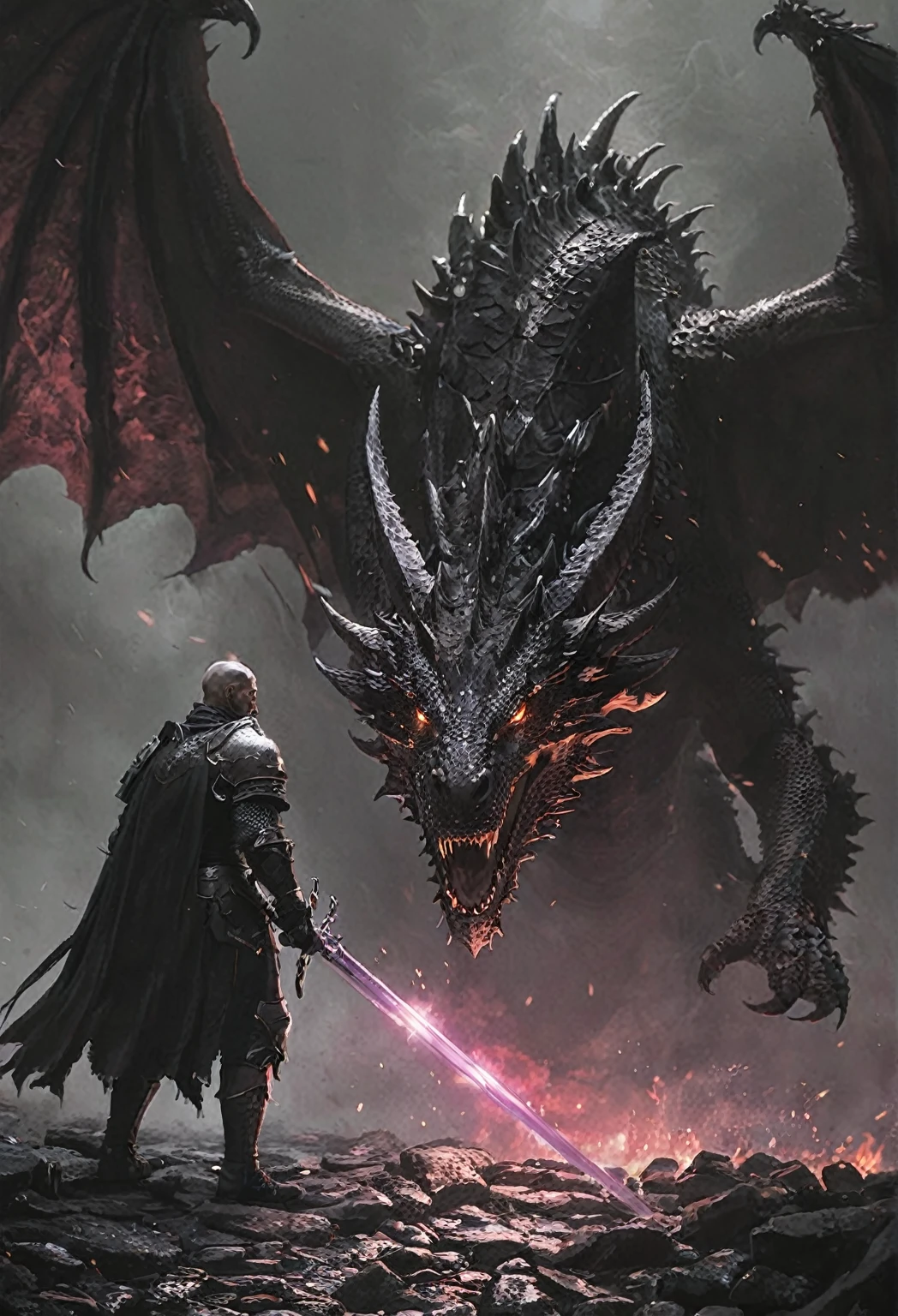 Animation scene of a man holding a sword and a dragon in a castle, Dungeons and Dragons Illustrations, Dungeons and Dragons Art, Fight dragons, Dungeons and Dragons Fantasy Art, d & d fantasy digital art, epic fantasy game art, Epic RPG Artwork, 4K fantasy art, Epic fantasy digital art style, Epic Fantasy Artwork, 8K fantasy art, epic fantasy illustration
