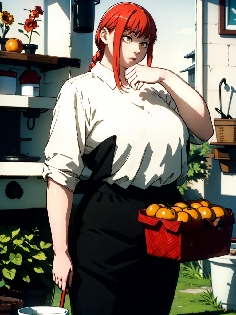Le personnage Makima de la série animée Chainsaw Man, fragile, obésité morbide, ssbbw, pleine longueur (corps entier 1.1.), fond sombre, obscurité, anatomie correcte 1.1, anatomie correcte de la main, Très féminin, corps gras et rond, grosses Jambes, fesses, beau corps obèse, ventre rond et mou très gras, cheveux roux, Yeux oranges, Cercles rouges pour les écoliers, chemise blanche, jupe noire, cravate noire, pose sexy, réaliste, very détaillé, beau corps, détaillé body, détaillé hands, détaillé, vibrant, détaillé Face, Conception des personnages de Makima. very détaillé, détaillé body, détaillé hands, détaillé Face, Art animé, Hugh Détails, Visage très abattu, détaillé eyes, Illustration ultra fine, Meilleure ombre, détail fin, beautiful détaillé glow, beautiful détaillé, Extraordinairement beau, extremely détaillé, inexpressif, composition épique, Style animé. art animé, Style animé. Jupe noire, chemise blanche, cravatte, pose sexy