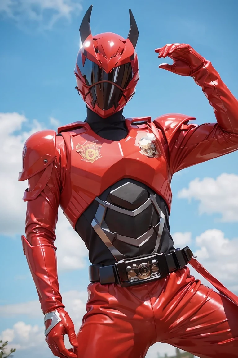 (masterpiece, best quality:1.2), black Kingohger, black power ranger suit, power suit, masked, 1boy, solo