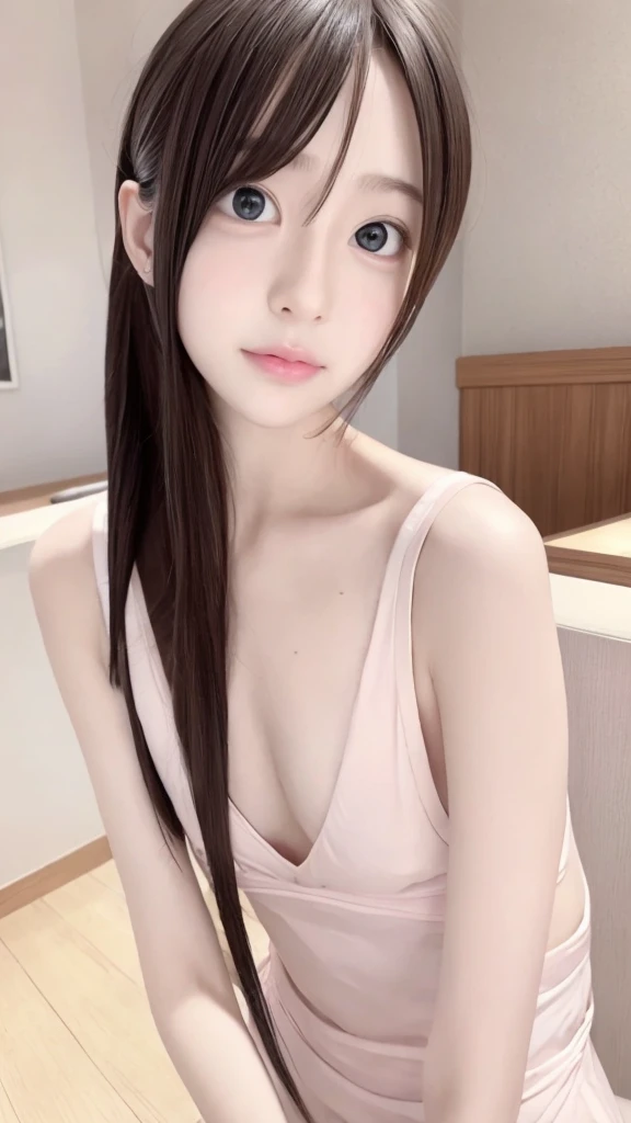 Dressed, (photo Realistic:1.4), (hyper Realistic:1.4), (Realistic:1.3), (Smoother lighting:1.05), (映画の照明Improvement of quality:0.9), 32k, One Girl,****************, Realistic lighting, Backlight, Light on the face, Ray Tracing, (Bright light:1.2), (Improvement of quality:1.4), (Highest quality real texture skins:1.4), Detailed drawn eyes, Face drawn in detail, quality eyes, (tired, Sleepy and satisfied:0.0), Face close-up, (Enhances the body line:1.1), (Enhances the beauty of skin texture:1.1)、tits、Small breasts、Flat Chest、Bare Chest、Small beautiful pink nipples