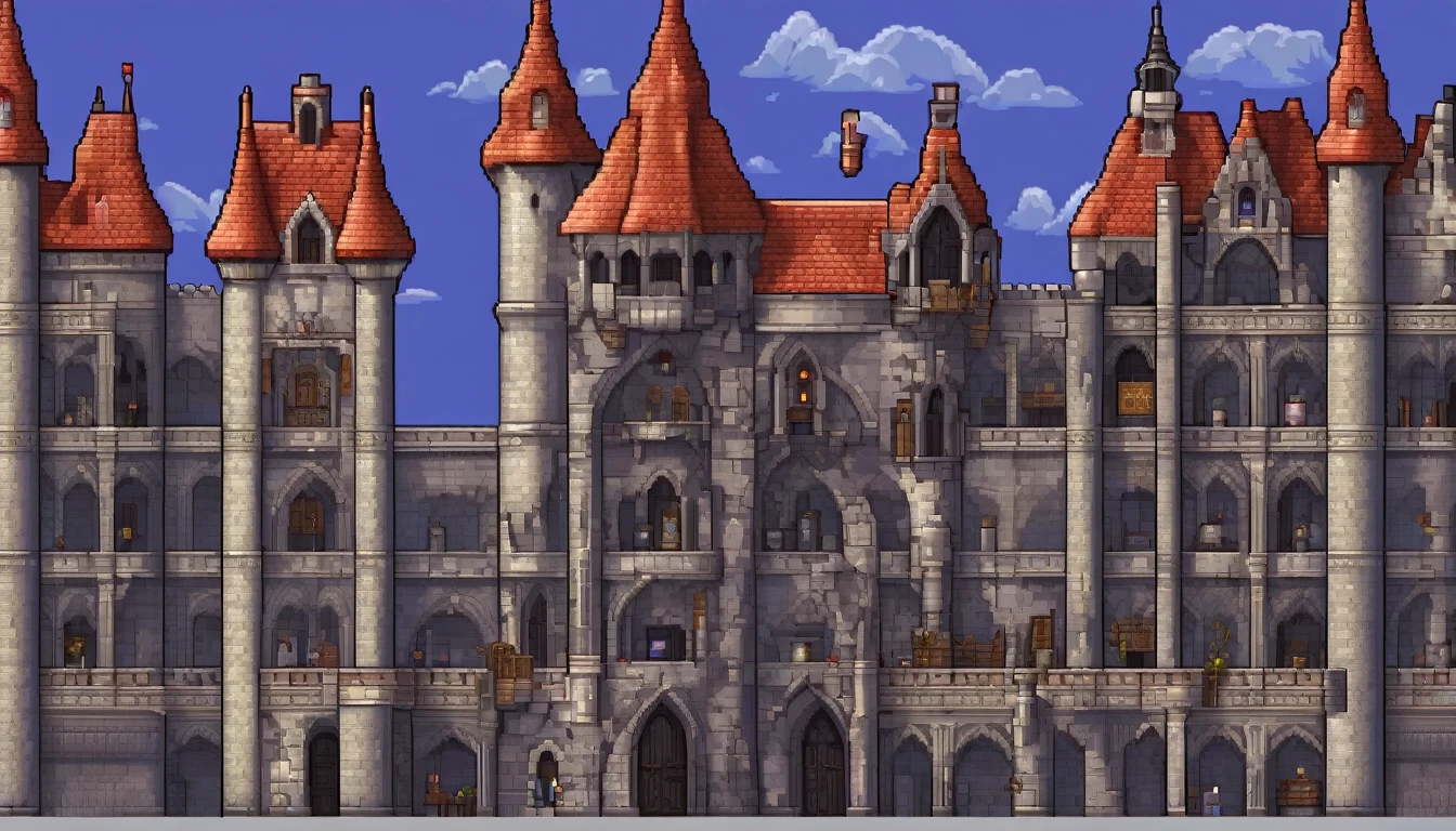 Pixel tileset, rpgmaker, gothic castle